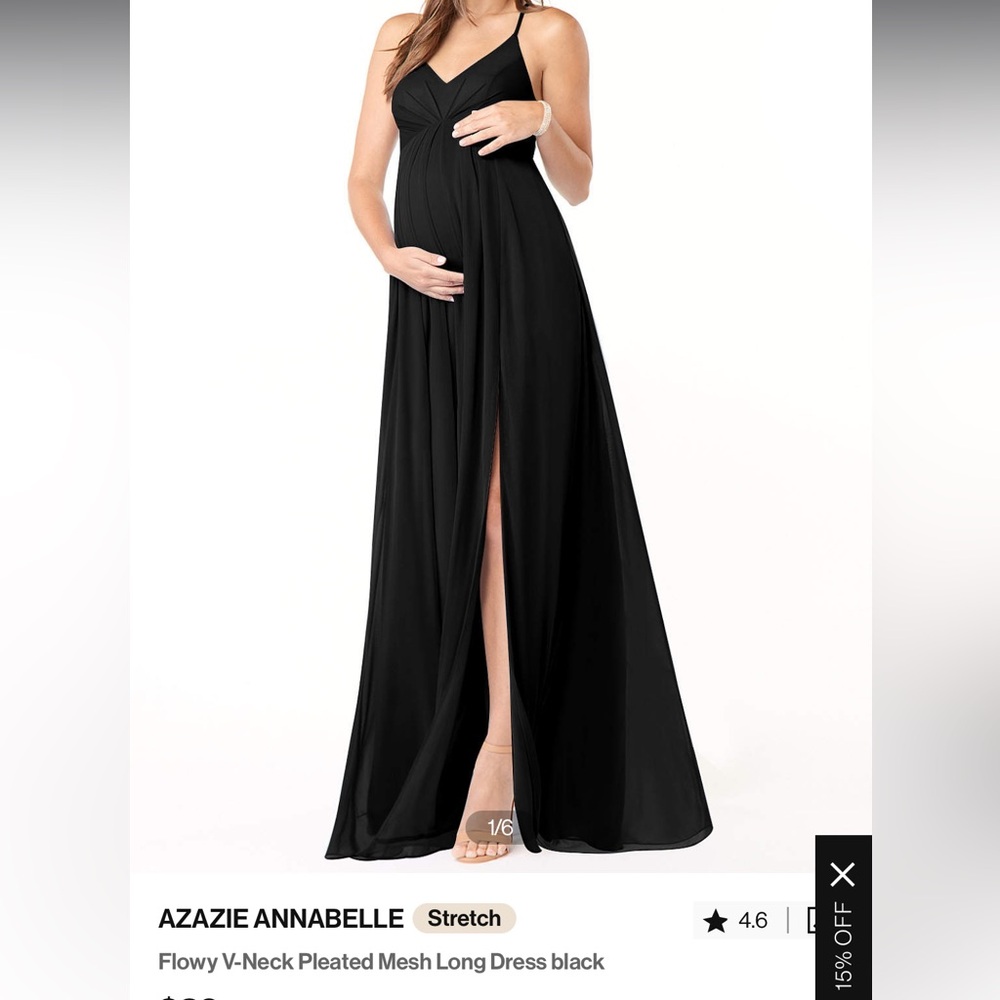 Azazie Elegant Black Maternity Maxi Dress